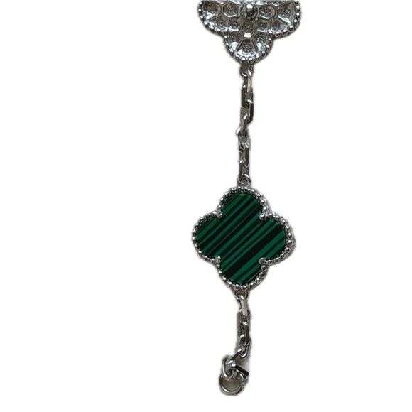 Moissanite & Sterling Silver Green Clover Bracelet main image 2